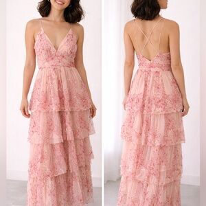 Alice McCall Blush and Red Embroidered Dress summer boho maxi dress